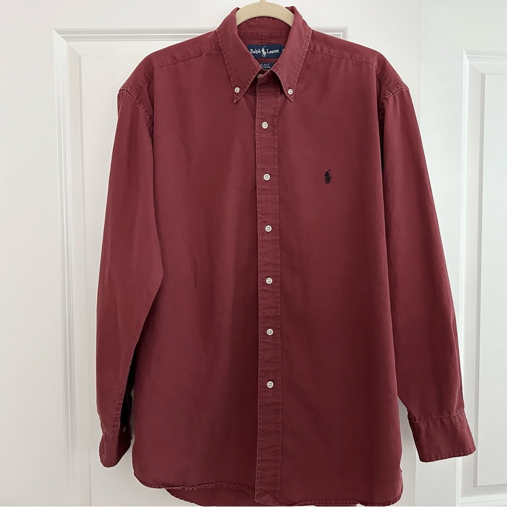 Ralph Lauren Blake Rust /Burgundy Fall Oxford Shirt- Oversized Polo Button Down - Picture 10 of 17